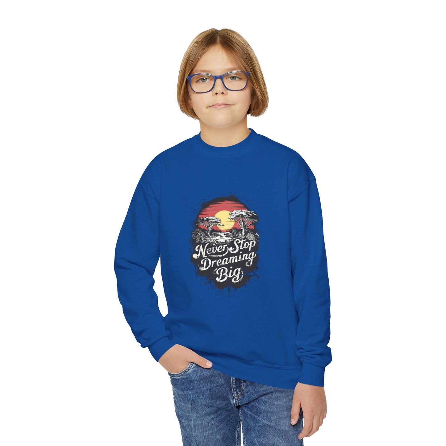 Never Stop Dreaming Big Youth Crewneck Sweatshirt