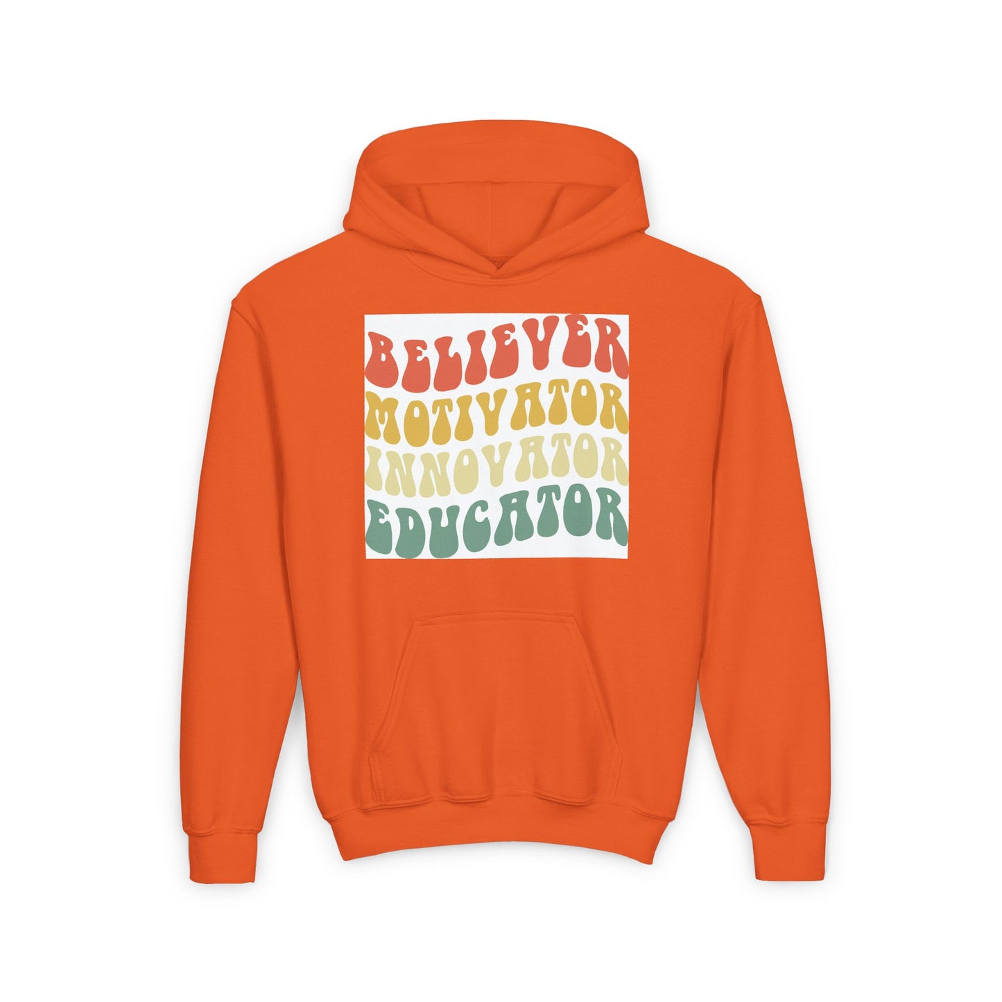 Believer Motivator Innovator Educator Youth Heavy Blend Hooded Sweatshirt