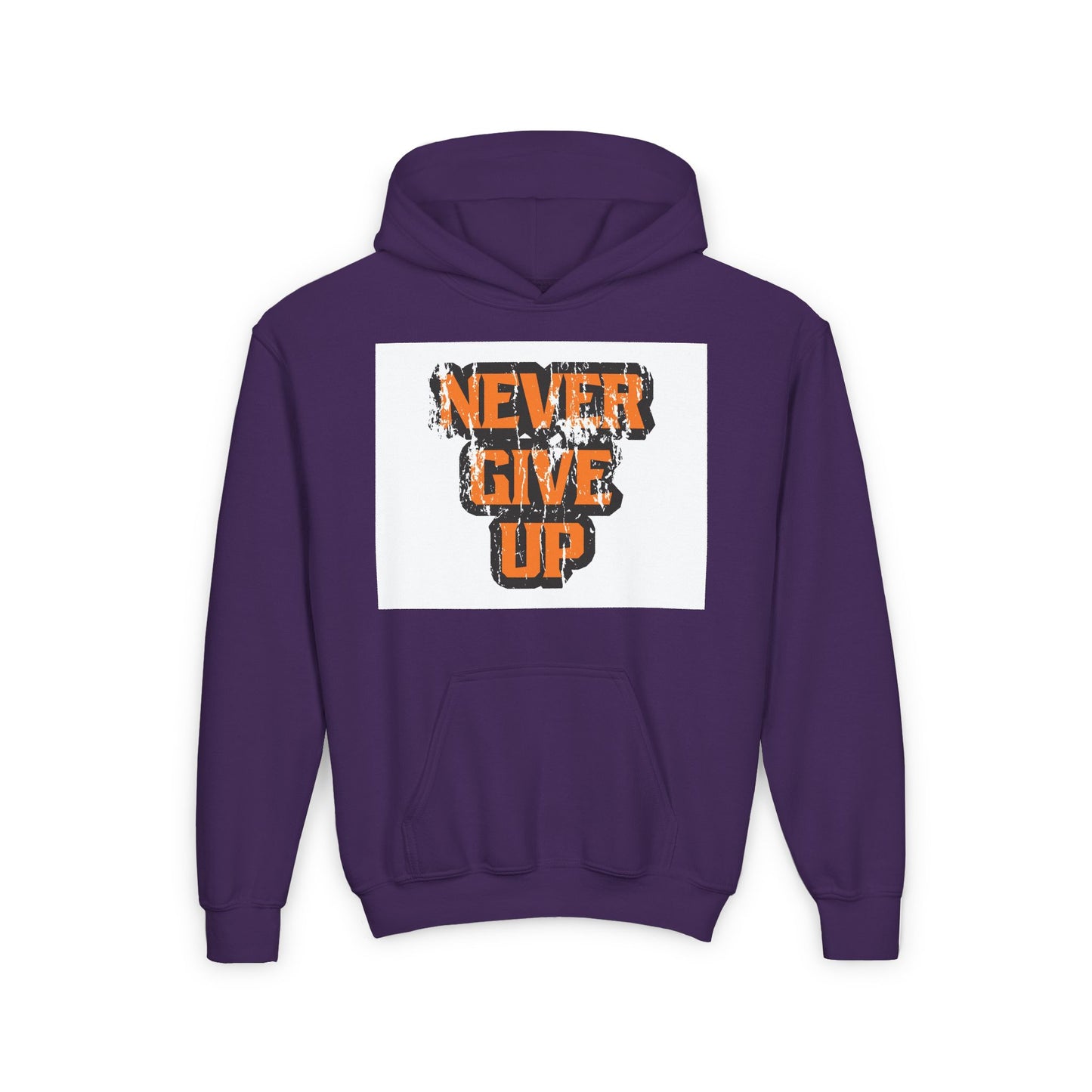 Never Give Up Youth Heavy Blend Hooded Sweatshirt