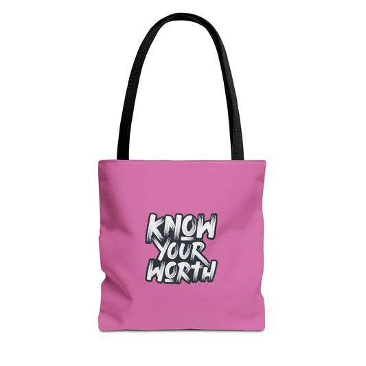 Know Your Worth Tote Bag (AOP)