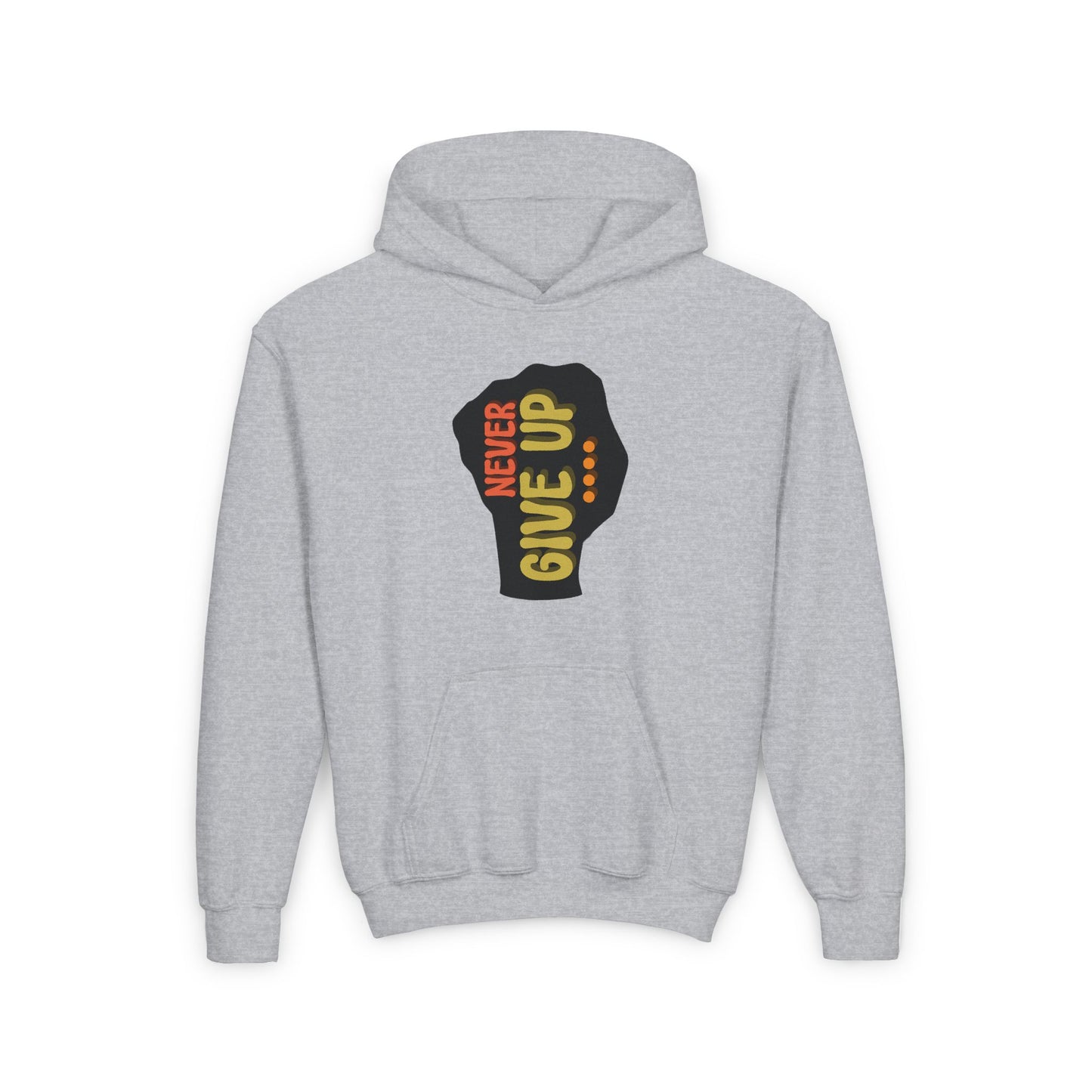 Never Give Up Youth Heavy Blend Hooded Sweatshirt