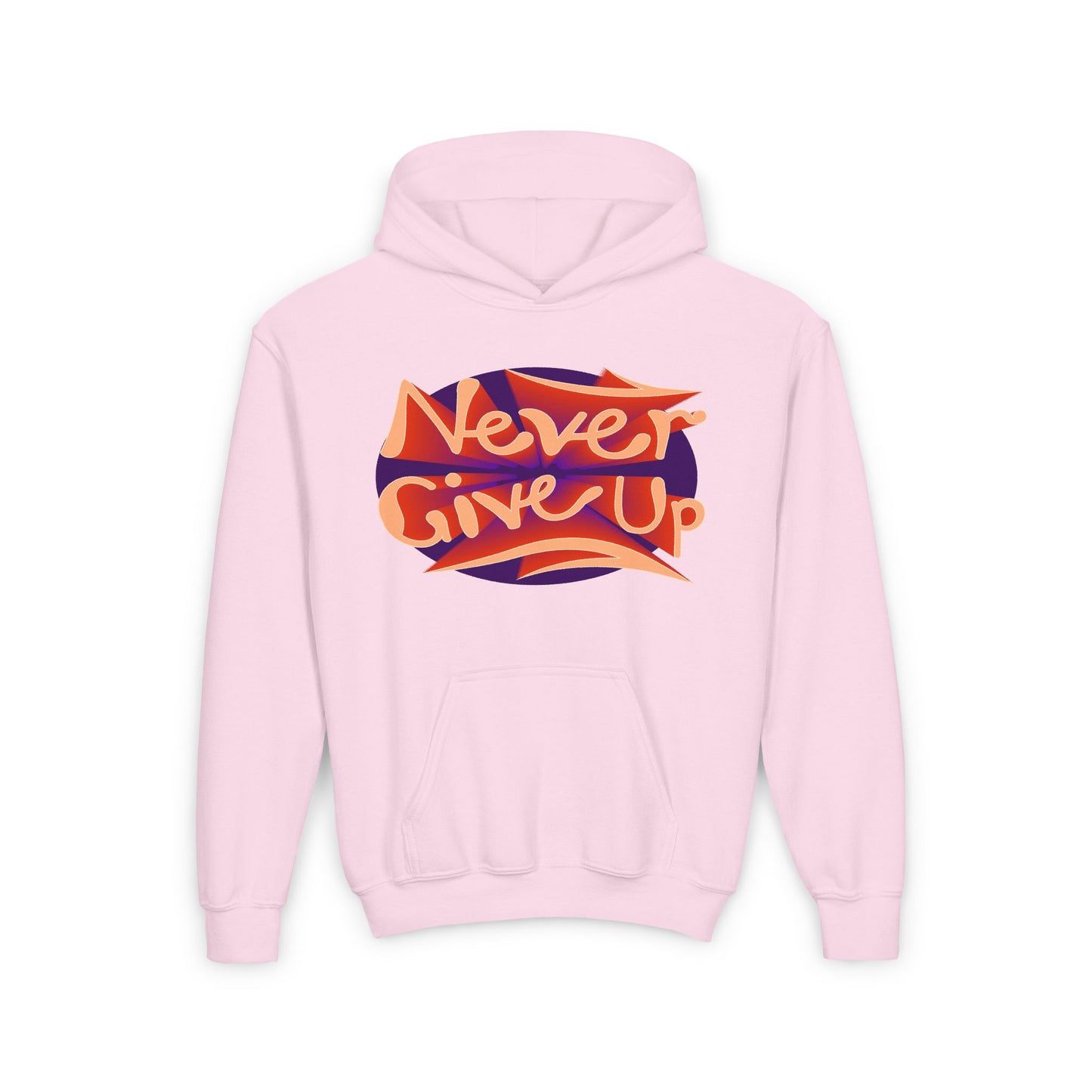 Never Give Up Youth Heavy Blend Hooded Sweatshirt