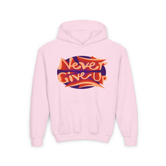 Never Give Up Youth Heavy Blend Hooded Sweatshirt