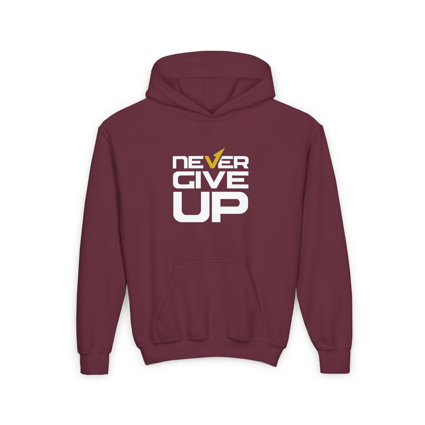 Never Give Up Youth Heavy Blend Hooded Sweatshirt