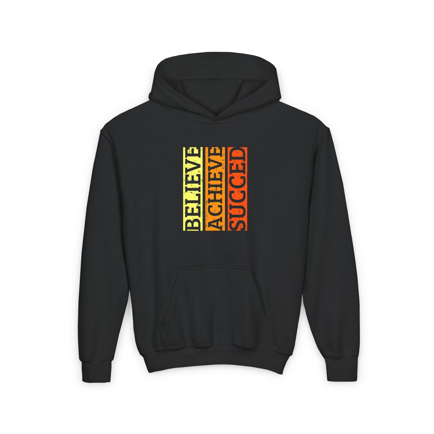 Belive Achieve Succed Youth Heavy Blend Hooded Sweatshirt