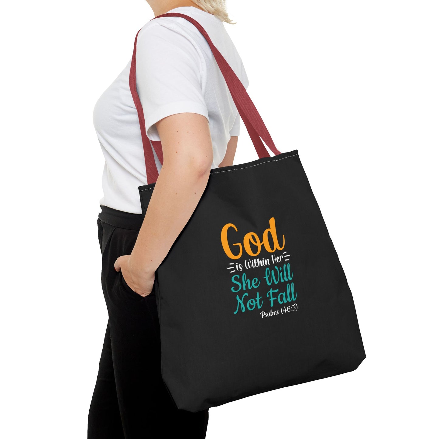 God Is Within Her She Will Not Fall Tote Bag (AOP)
