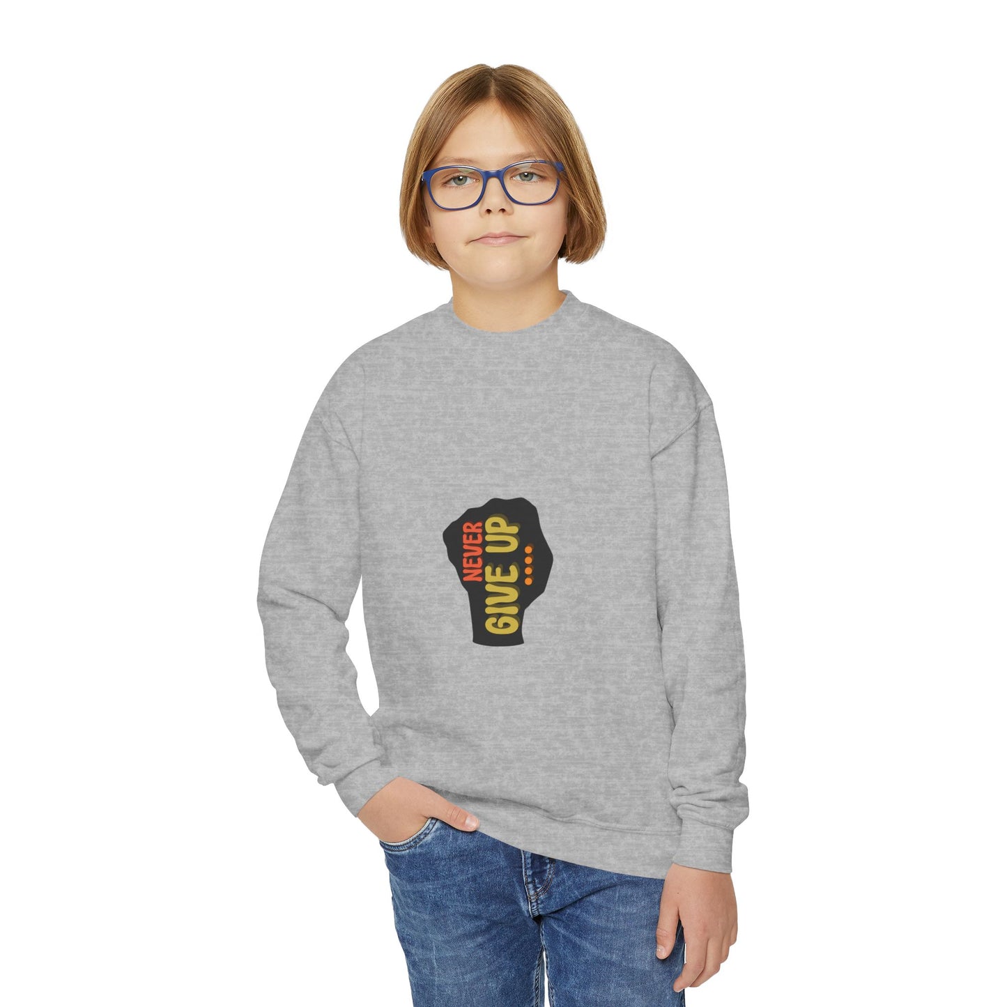 Never Give Up Youth Crewneck Sweatshirt