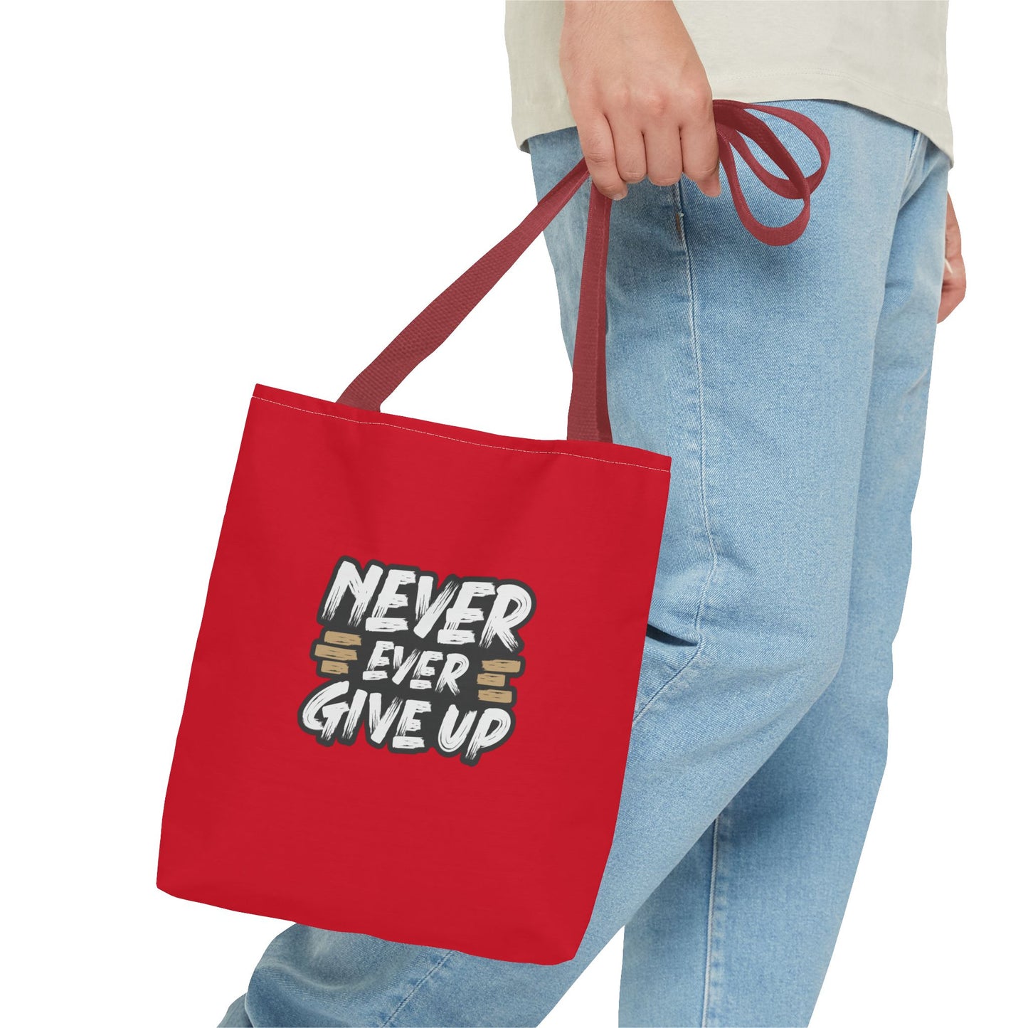 Never Ever Give Up Tote Bag (AOP)