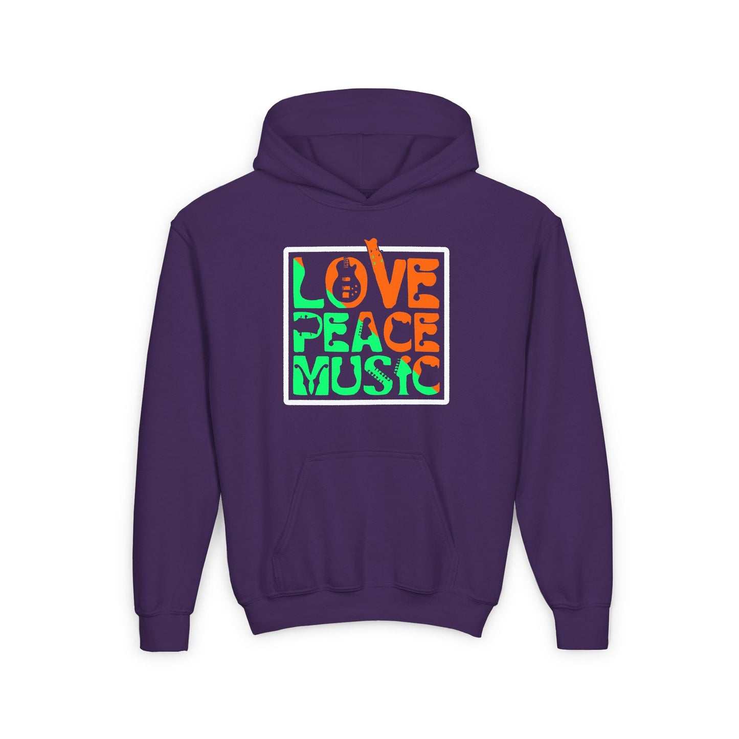 Love Peace Music Youth Heavy Blend Hooded Sweatshirt