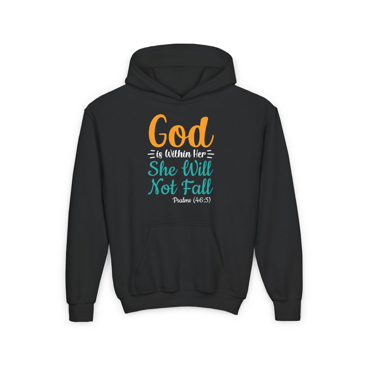 God Is Within Her She Will Not Fall Youth Heavy Blend Hooded Sweatshirt