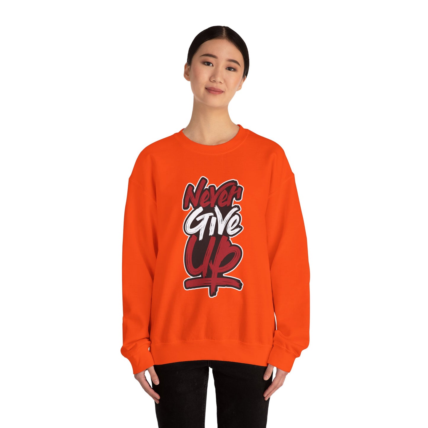 Never Give Up Unisex Heavy Blend™ Crewneck Sweatshirt