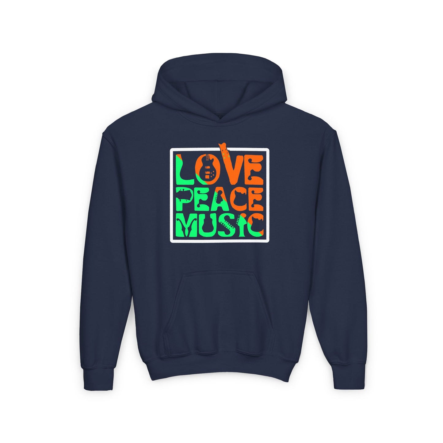 Love Peace Music Youth Heavy Blend Hooded Sweatshirt
