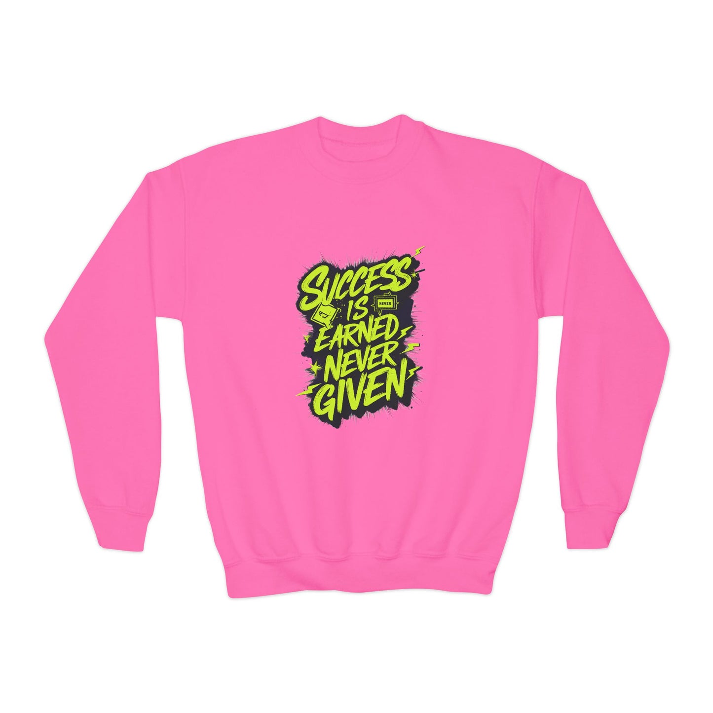 Success Is Never Earned Never Given Youth Crewneck Sweatshirt