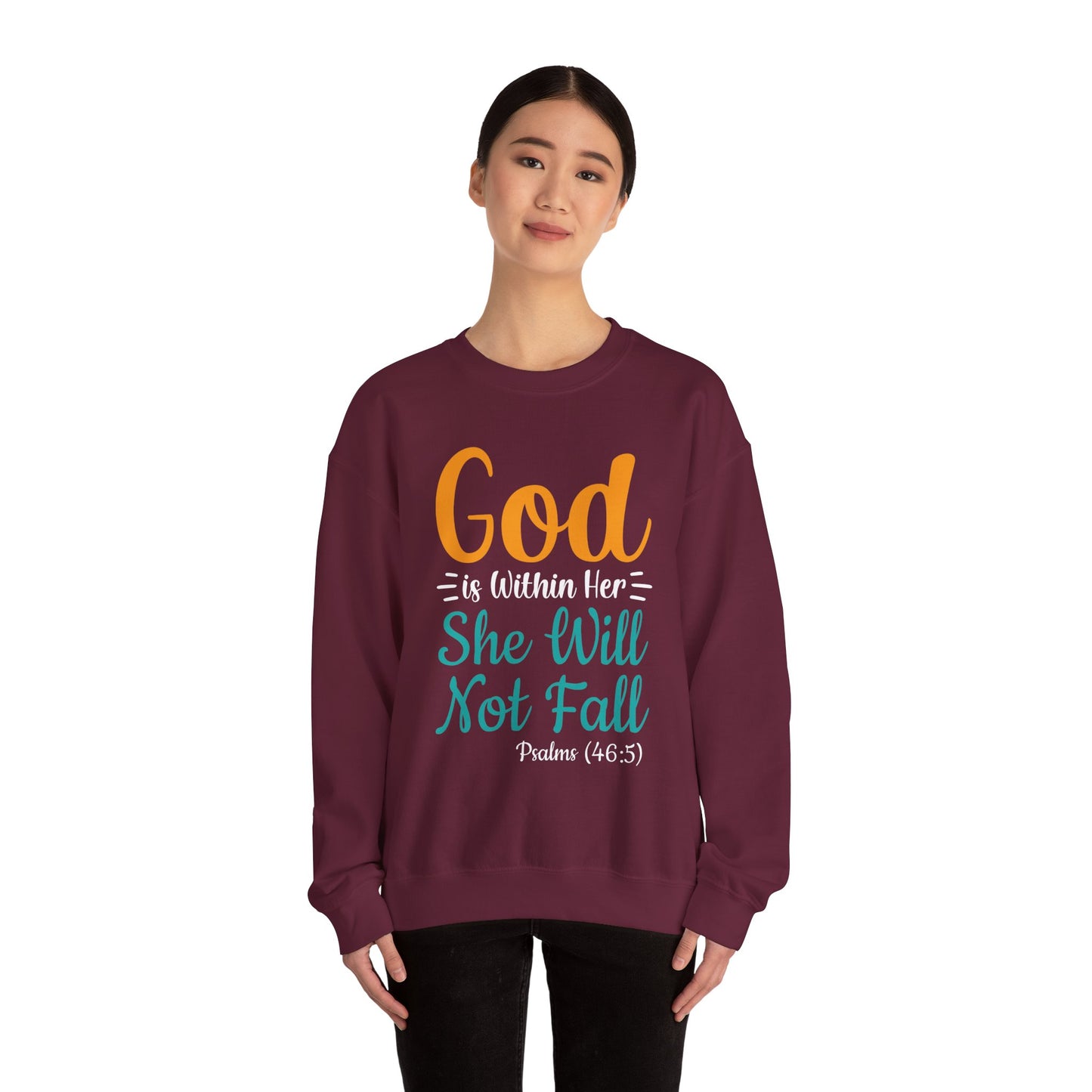 God Is Within Her She Will Not Fall Unisex Heavy Blend™ Crewneck Sweatshirt