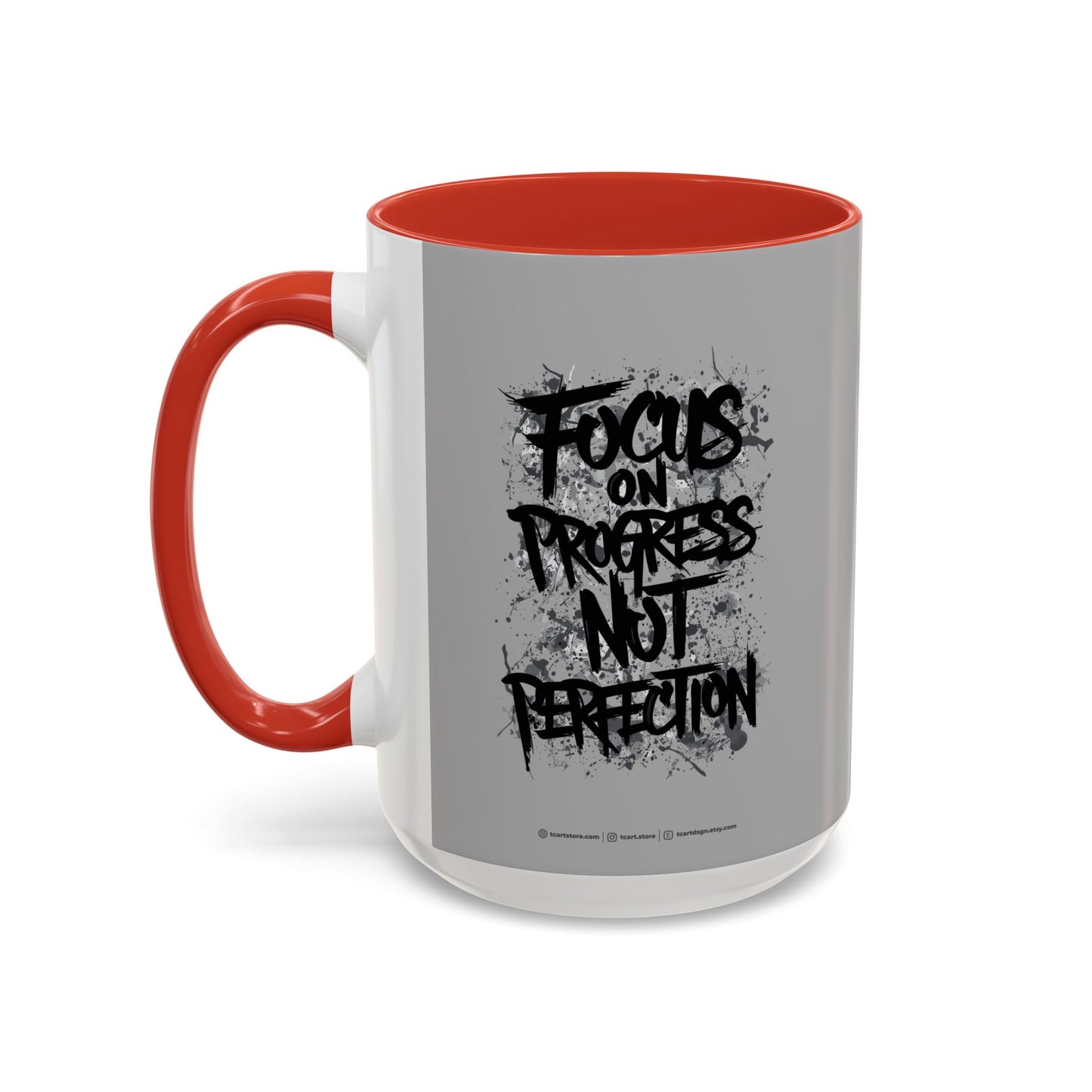 Focus On Progress Not Perfection Accent Coffee Mug (11, 15oz)