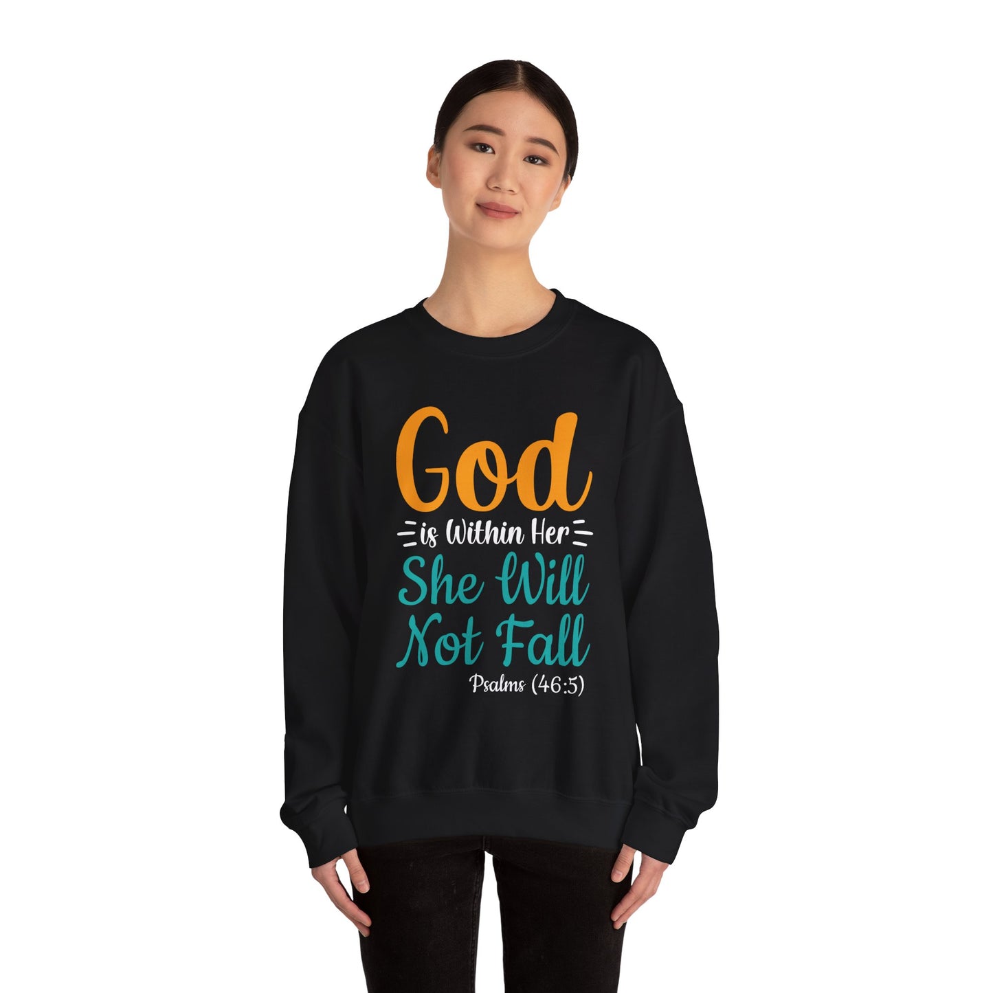 God Is Within Her She Will Not Fall Unisex Heavy Blend™ Crewneck Sweatshirt