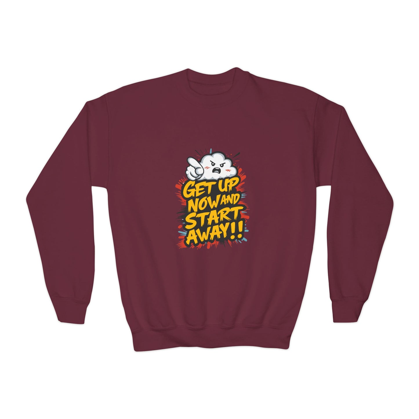 Get Up Now And Start Away!! Youth Crewneck Sweatshirt