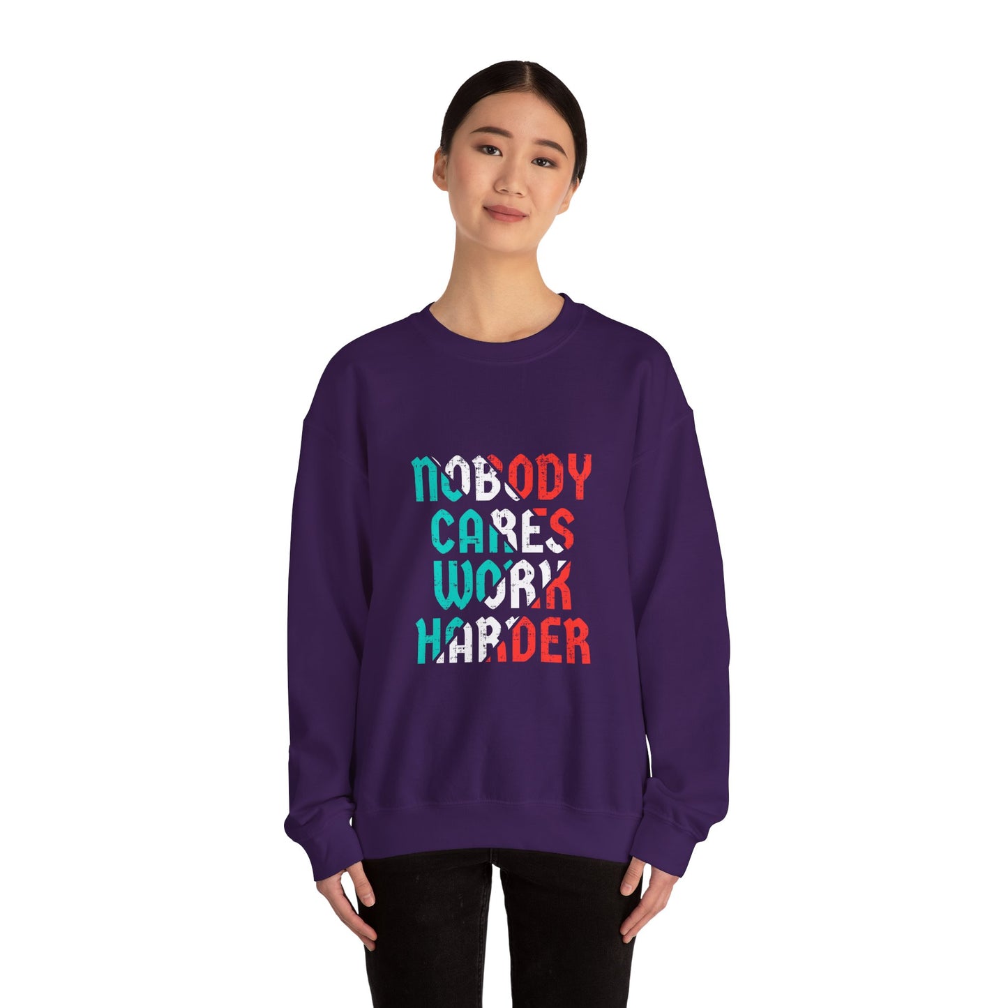 Nobody Cares Work Harder Unisex Heavy Blend™ Crewneck Sweatshirt